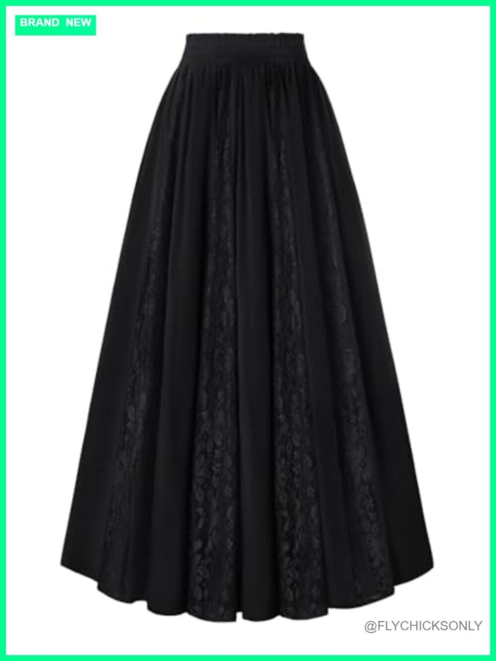 Boho Lace Maxi Skirt with Pockets Flowy High Waisted